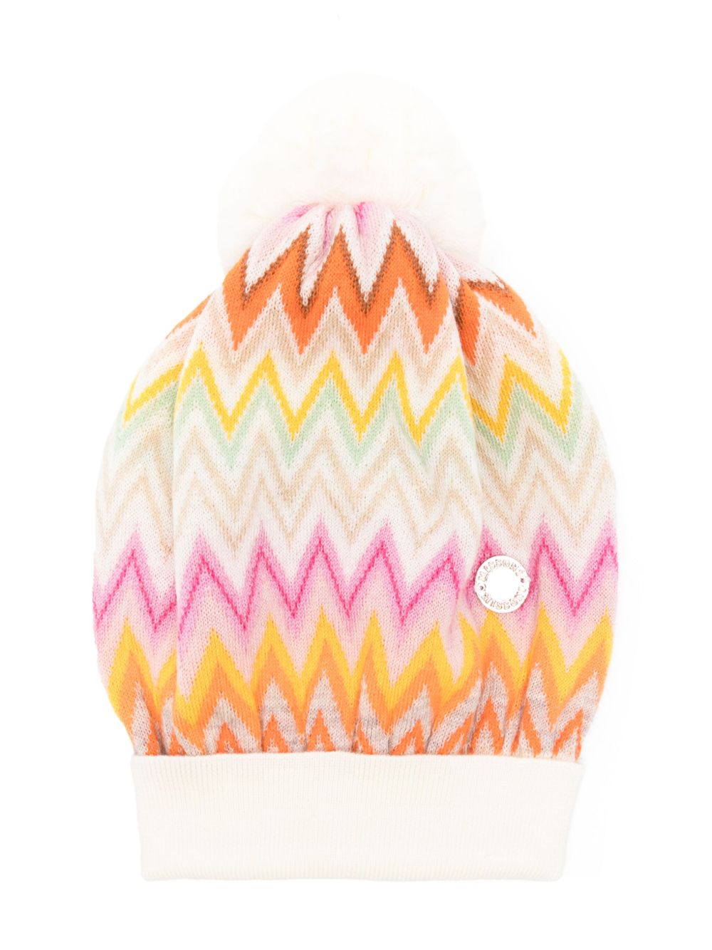 Missoni Kids Z字形图案针织套头帽 - 白色