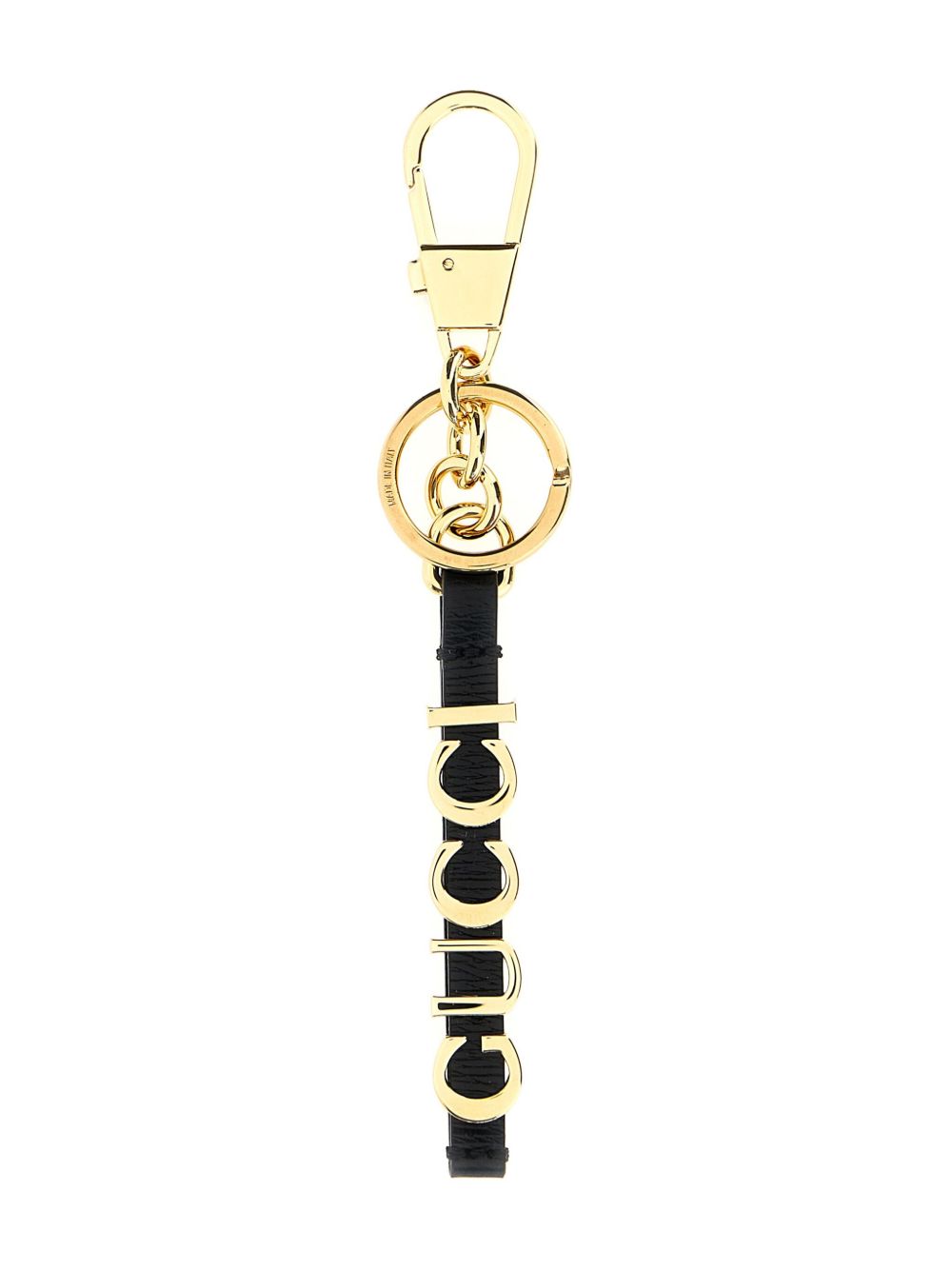 Gucci logo字母皮质钥匙扣 - 金色