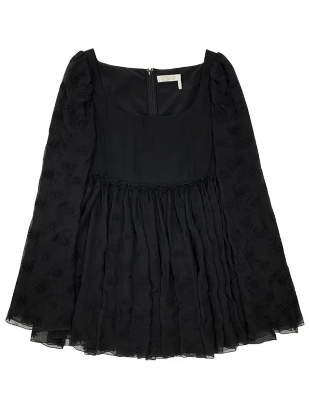 Chloé 刺绣迷你连衣裙 - 黑色
