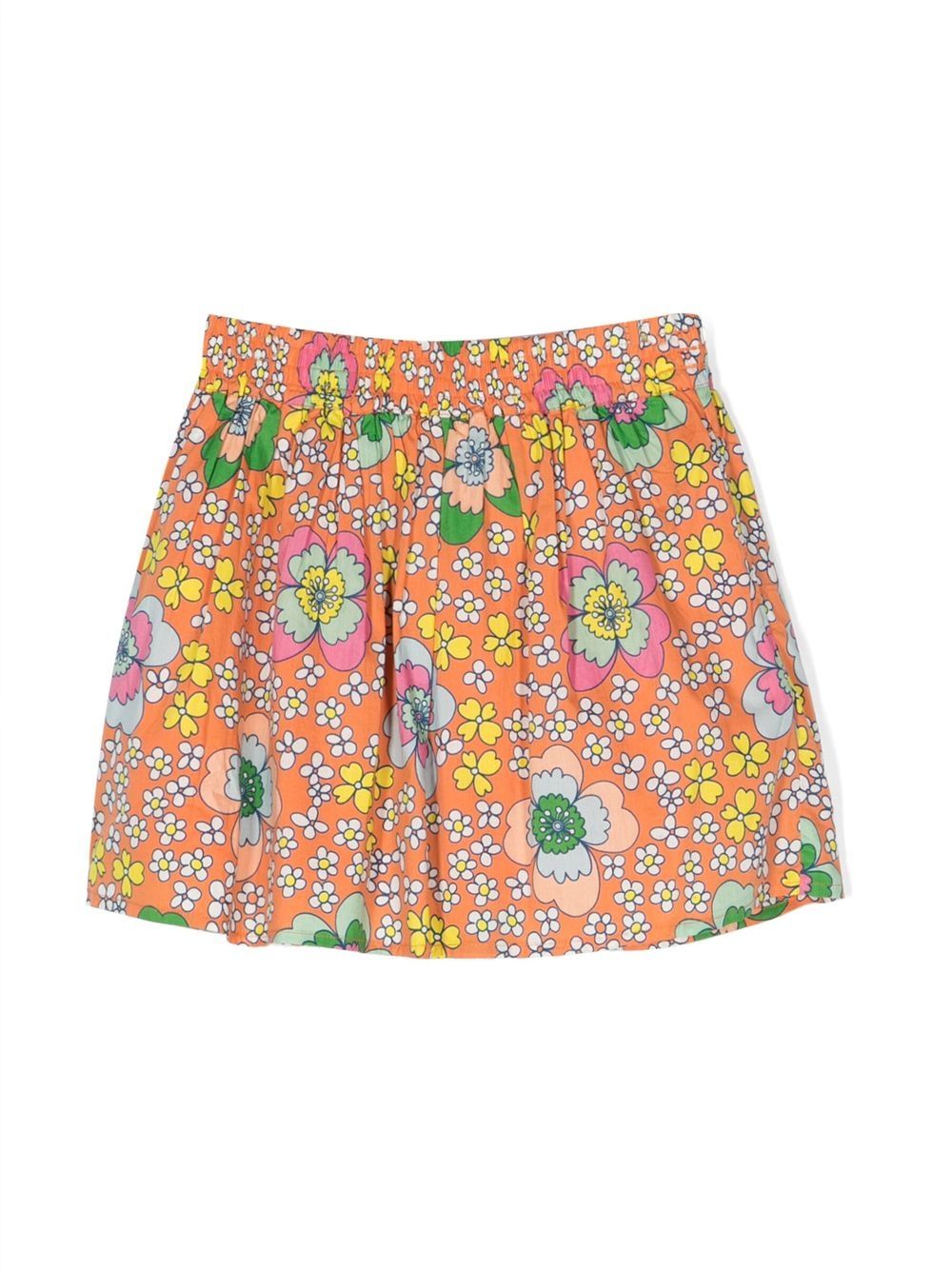 Stella McCartney Kids 花卉印花棉短裤 - 橘色