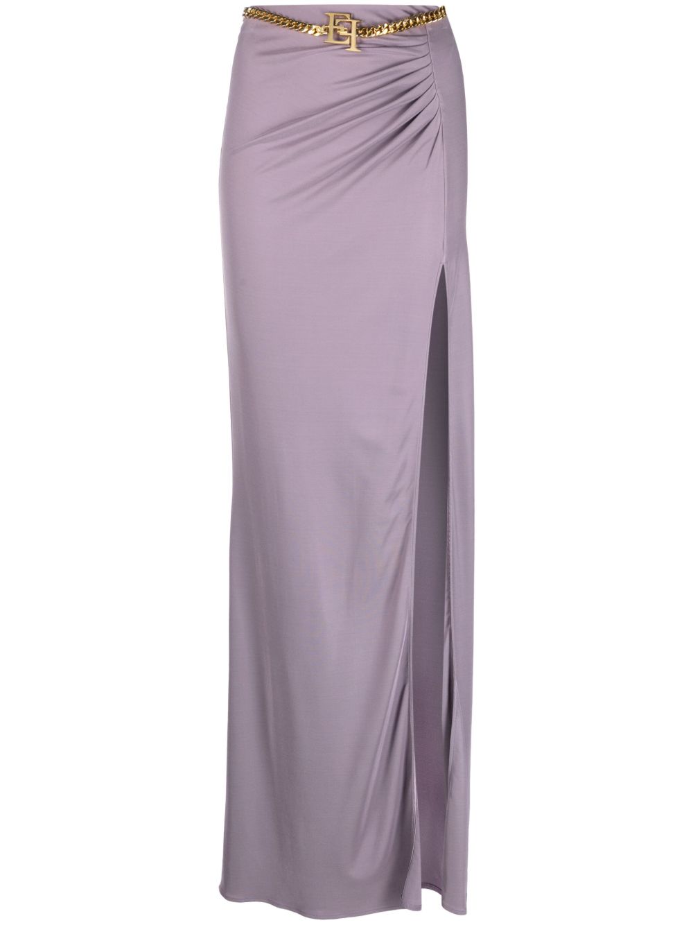 Elisabetta Franchi logo链式腰带长款半身裙 - 紫色