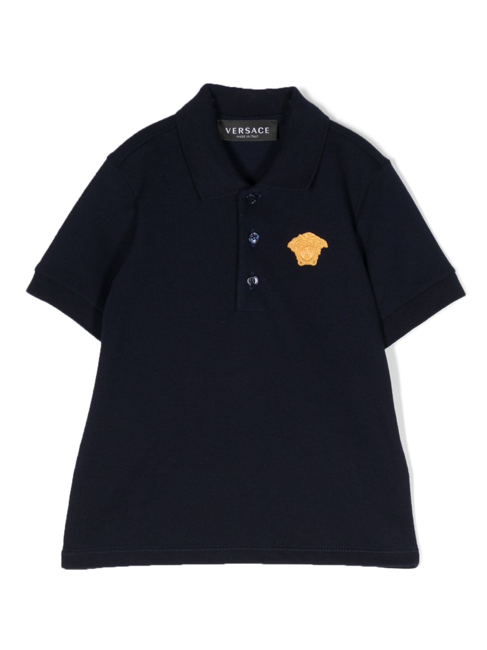 Versace Kids 美杜莎刺绣polo衫 - 蓝色