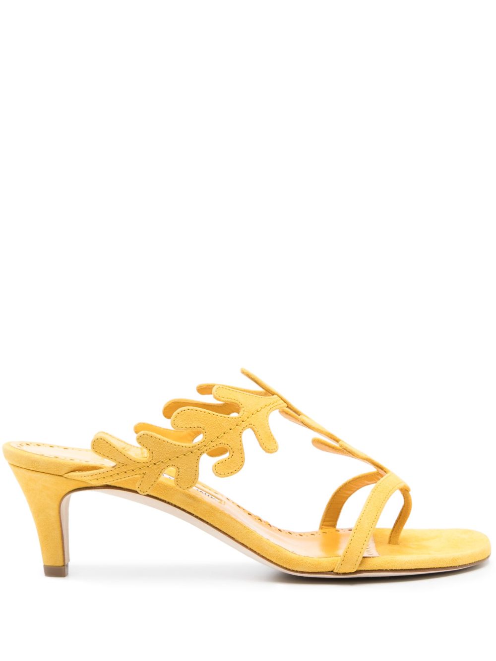 Manolo Blahnik Hidrag 中跟绒面皮凉鞋 - 黄色