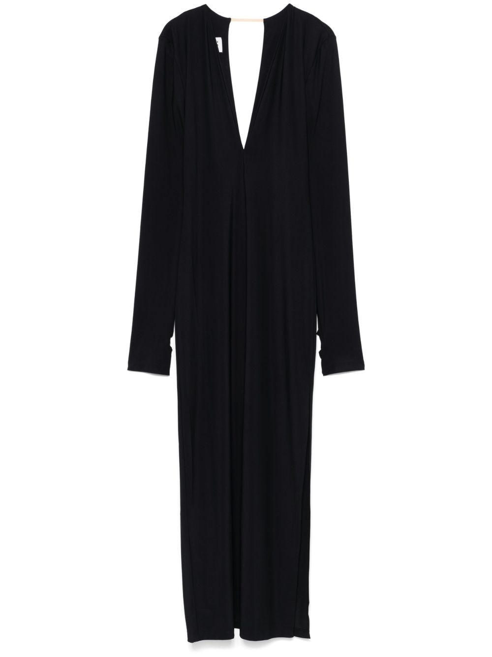 MM6 Maison Margiela V领超长连衣裙 - 黑色