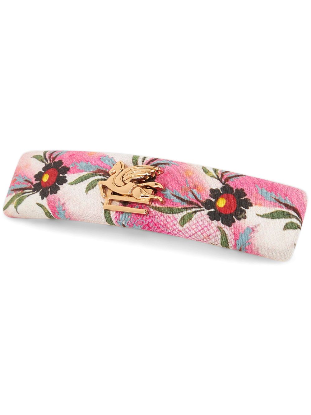 ETRO logo标牌花卉印花发夹 - 粉色