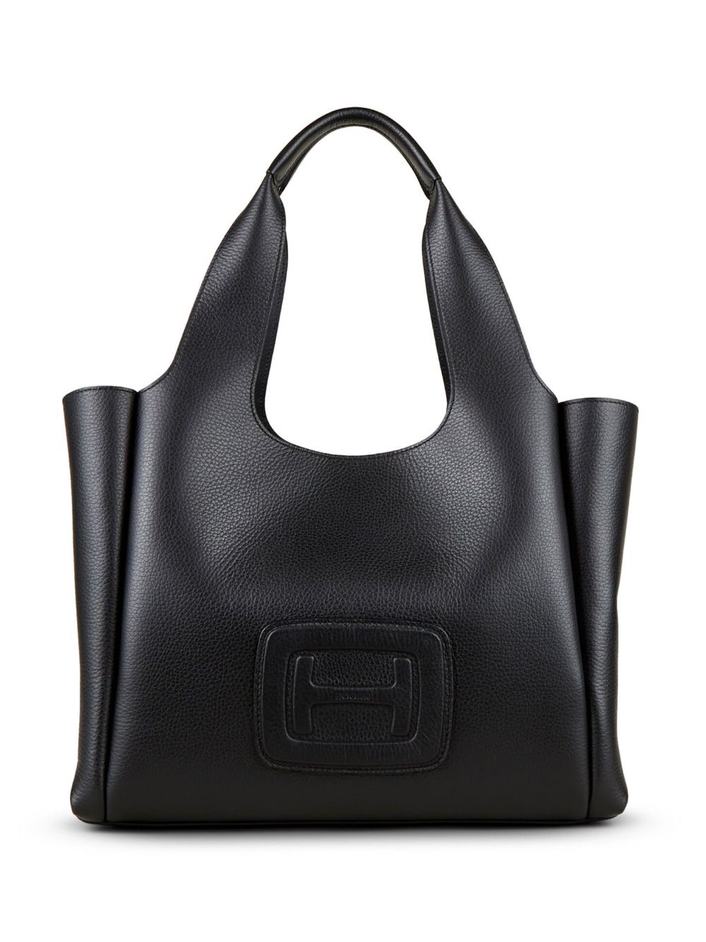 Hogan H logo中号皮质托特包 - 黑色