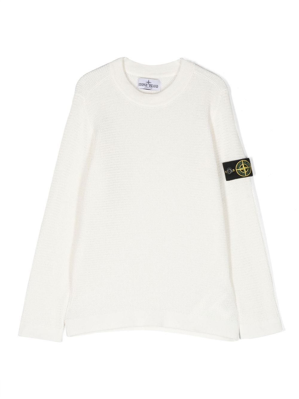 Stone Island Junior 标贴圆领卫衣 - 白色
