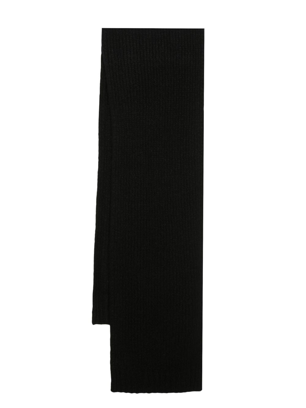 Allude 罗纹羊绒真丝混纺围巾 - 黑色