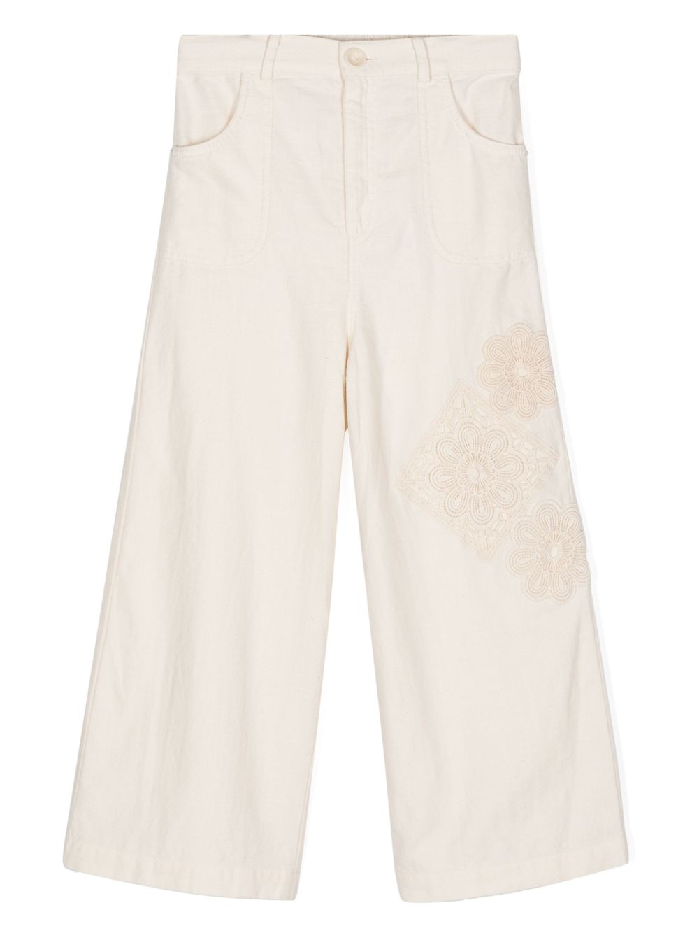 ZIMMERMANN Kids Halliday 花卉贴花长裤 - 中性色