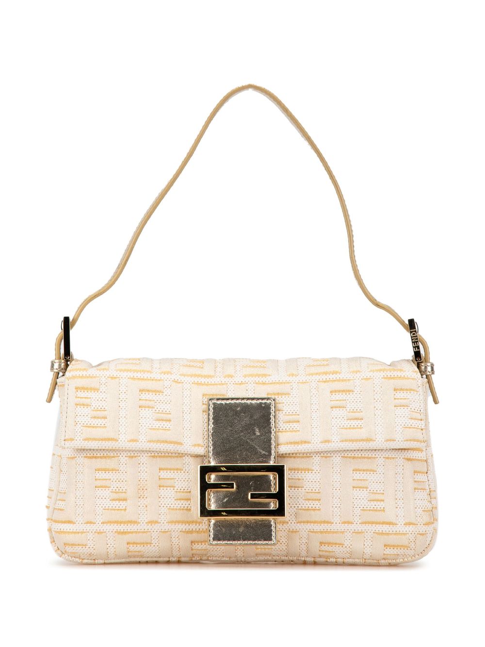Fendi Pre-Owned Zucca Baguette 金属感金银丝单肩包（2000-2010年典藏款） - 金色