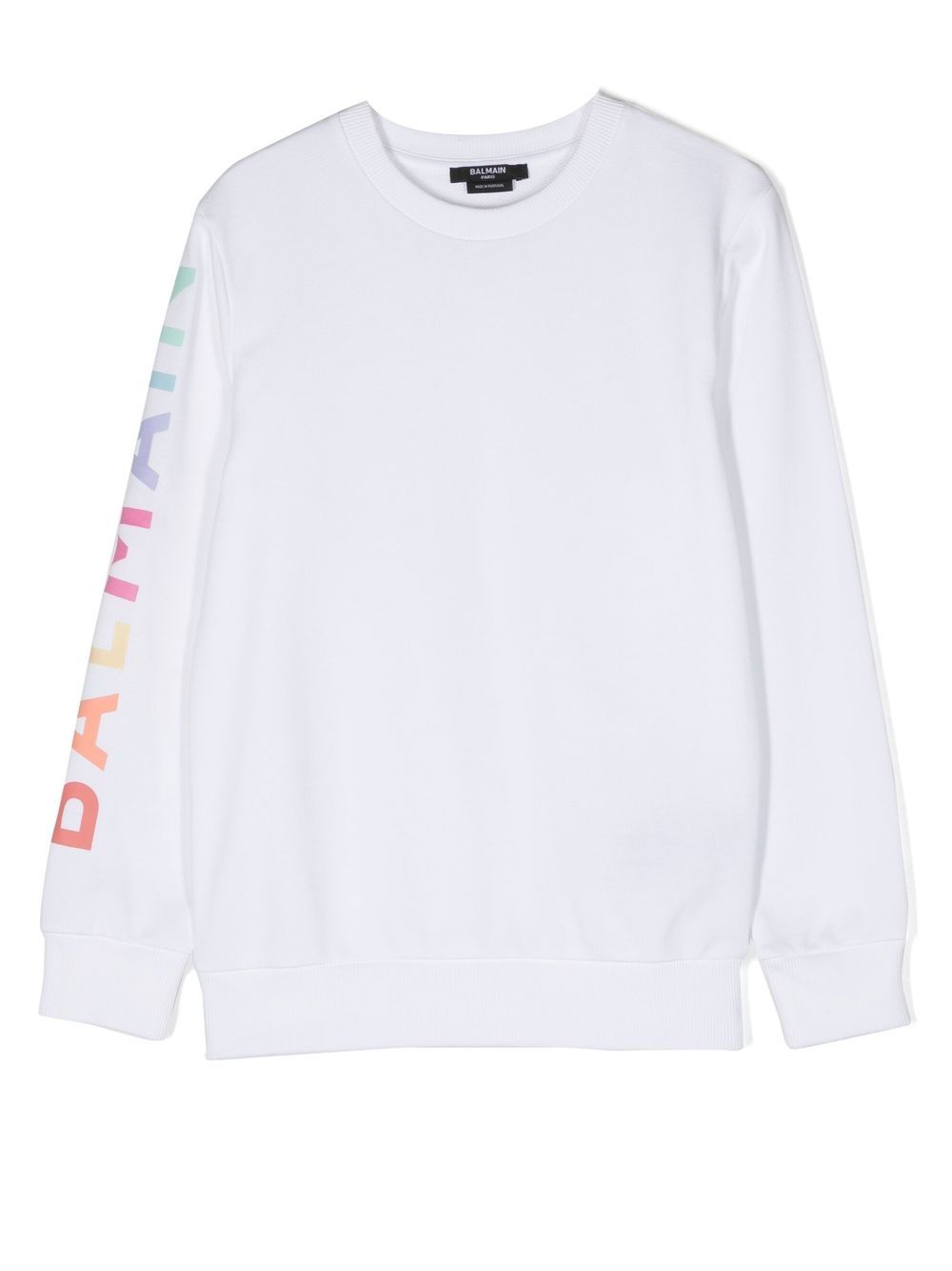 Balmain Kids logo印花圆领卫衣 - 白色