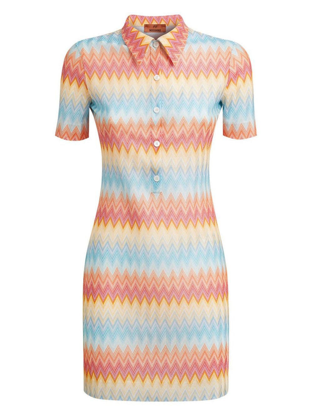 Missoni 人字纹图案印花翻领迷你连衣裙 - 蓝色