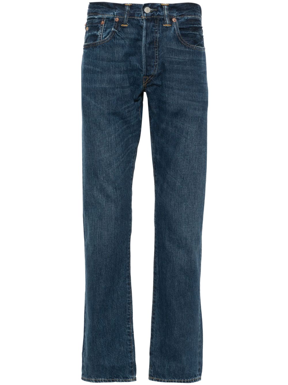 Ralph Lauren RRL logo刺绣直筒牛仔裤 - 蓝色