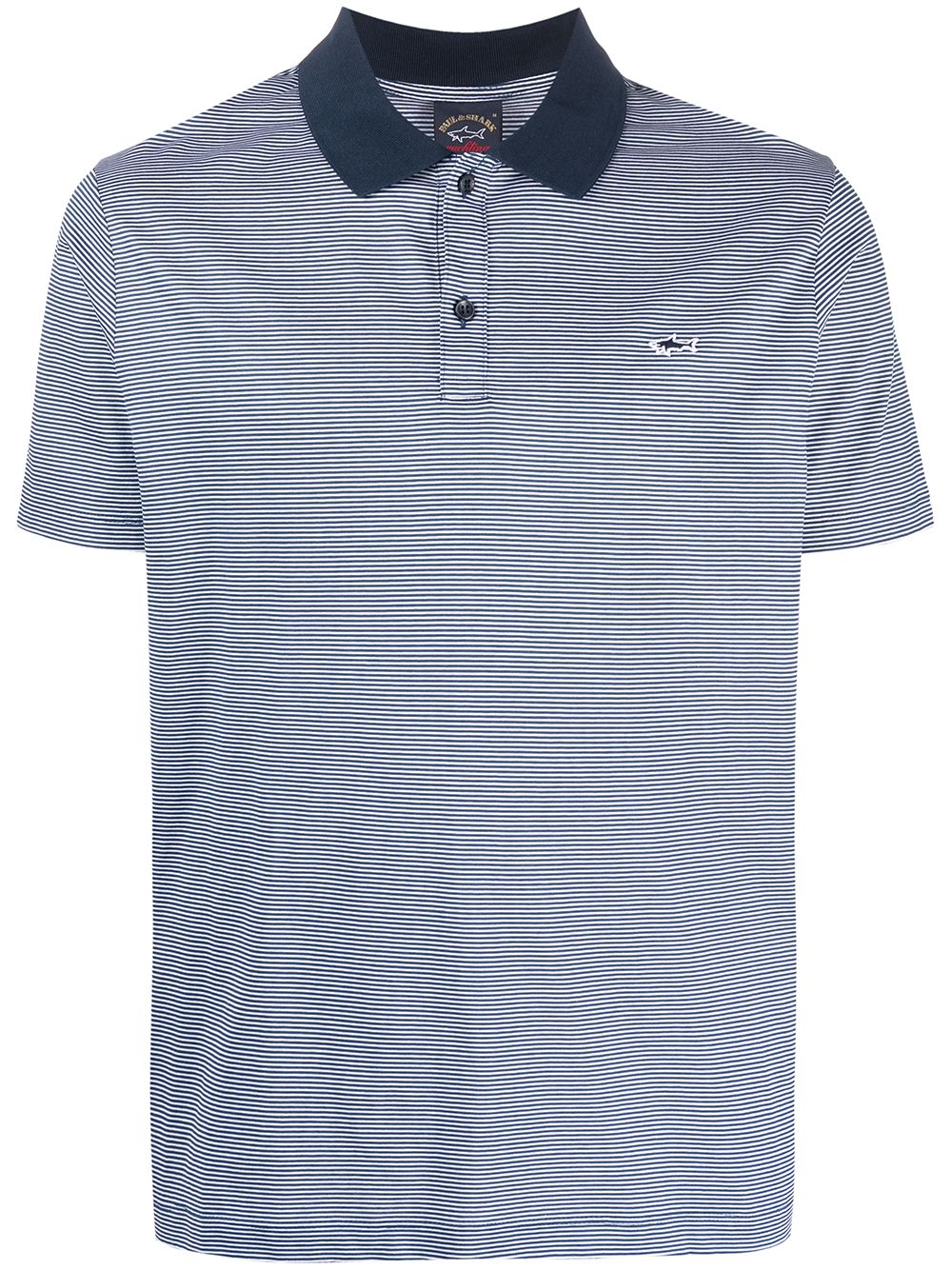 Paul & Shark logo贴花条纹polo衫 - 蓝色