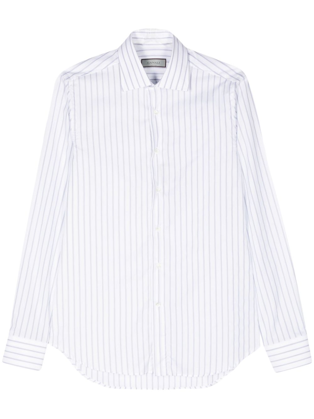 Canali 条纹棉衬衫 - 白色