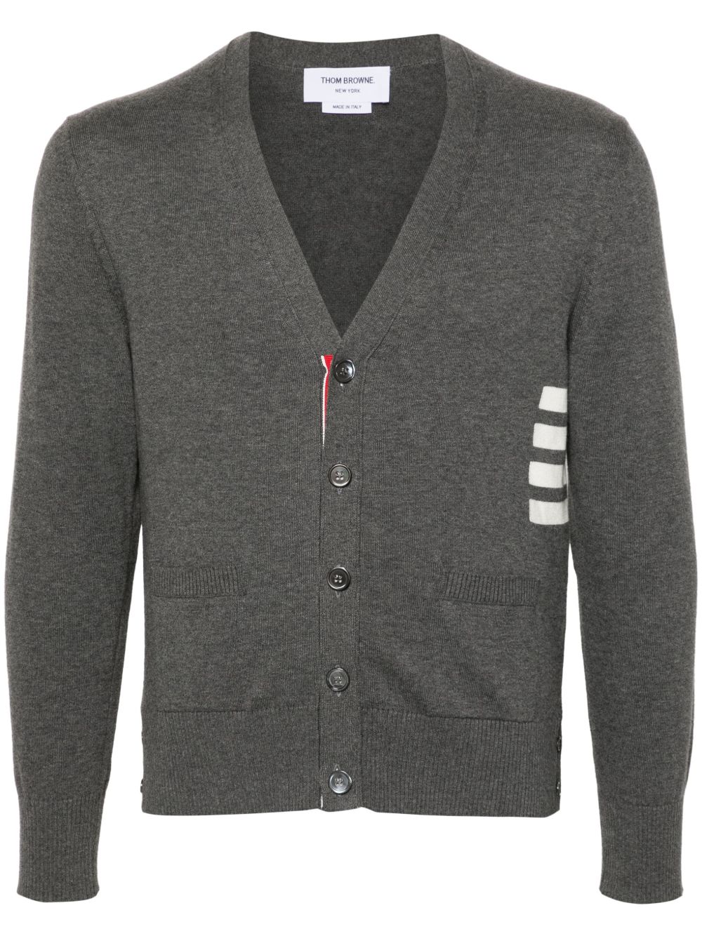 Thom Browne V领棉开衫 - 灰色