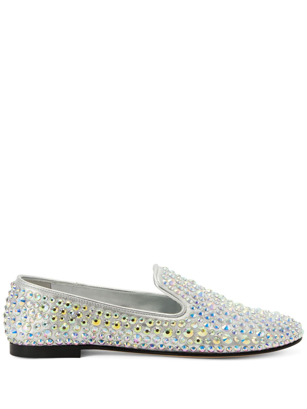 Giuseppe Zanotti Evangeline 水钻缀饰皮质乐福鞋 - 银色
