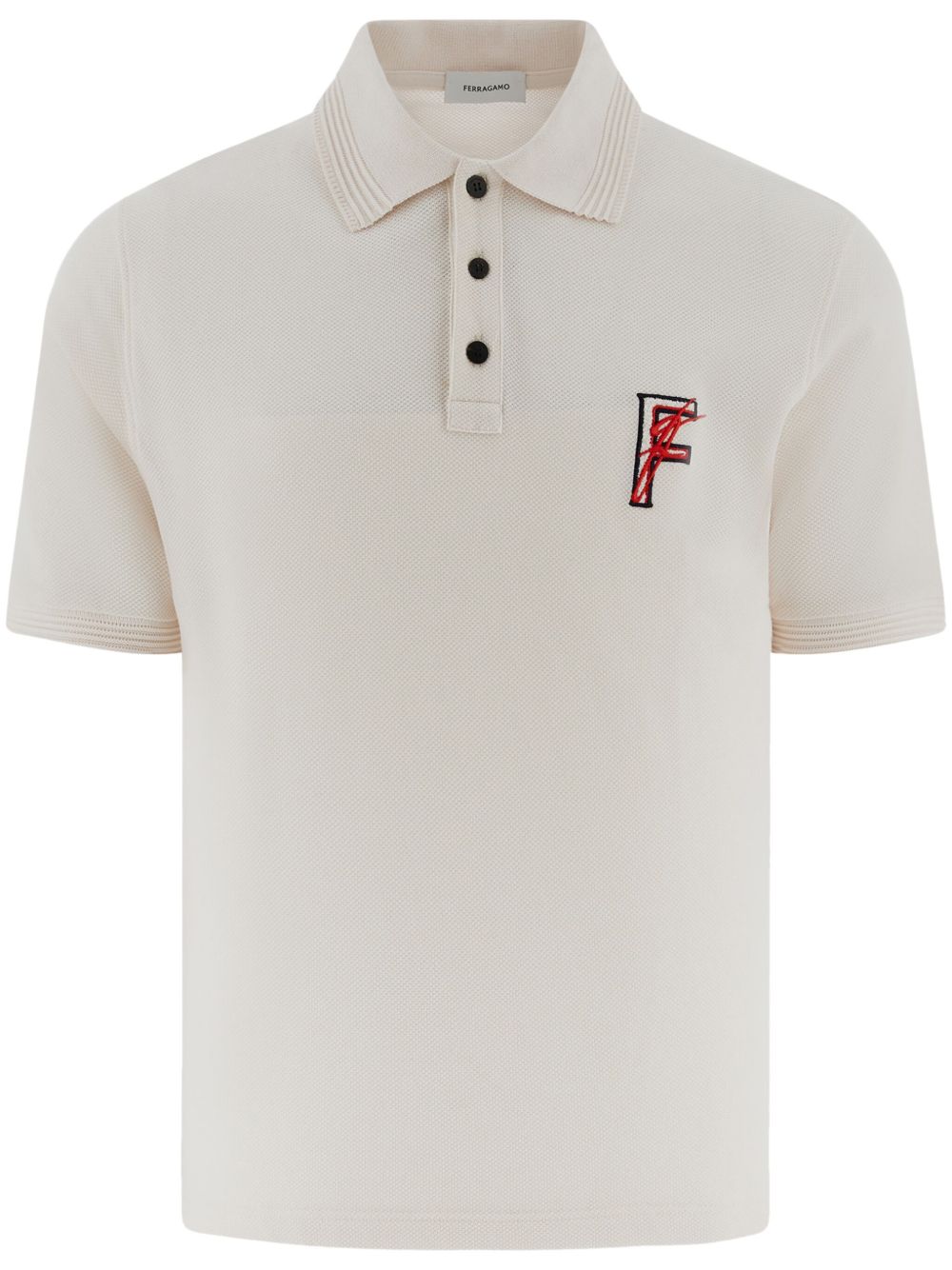 Ferragamo logo刺绣polo衫 - 白色