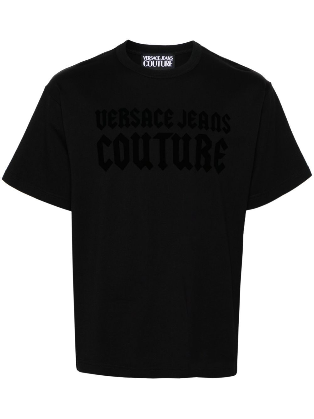 Versace Jeans Couture 植绒logo棉T恤 - 黑色