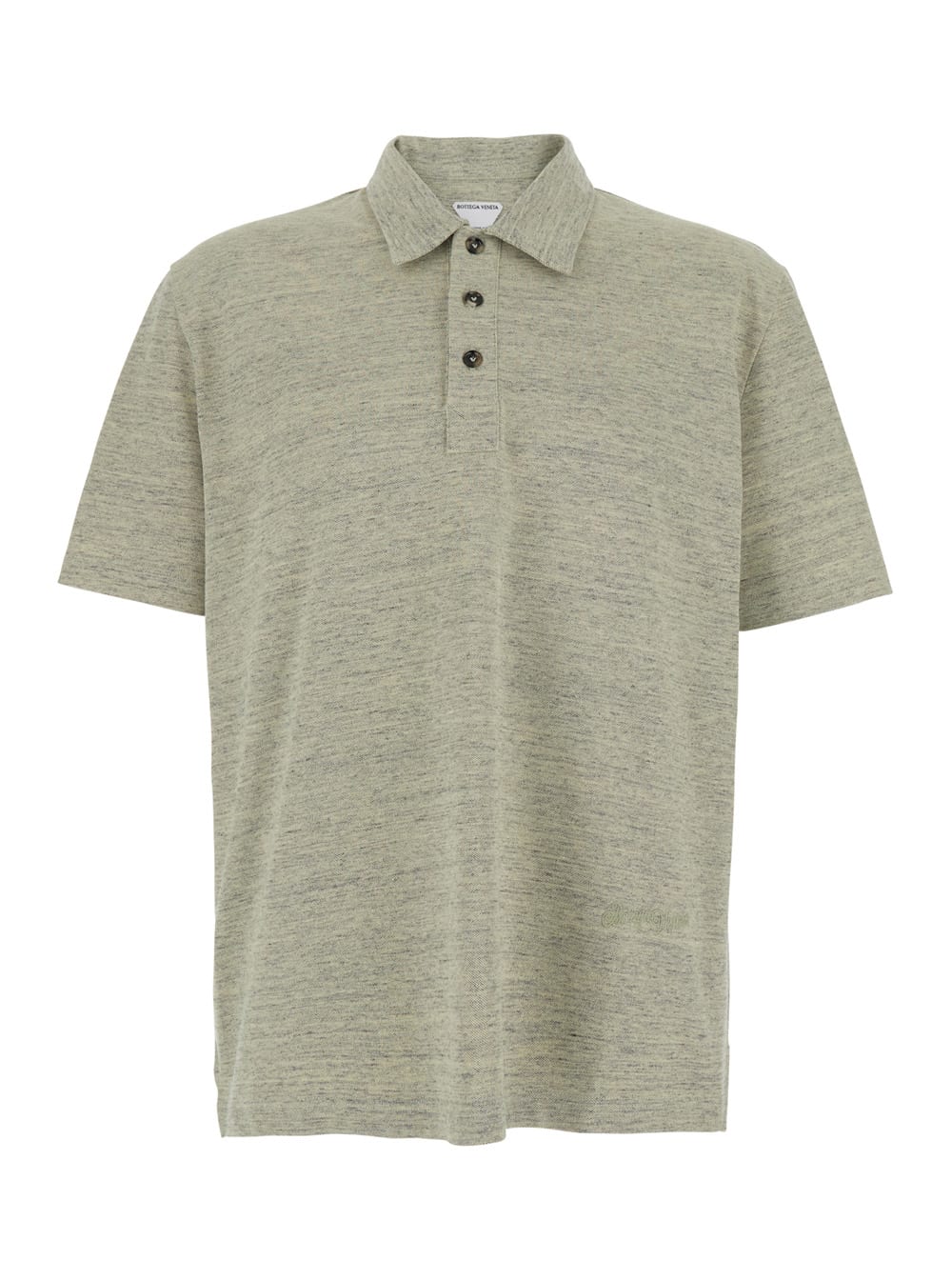 Bottega Veneta Green Polo Shirt With Embroidered Logo In Cotton Piquet Woman