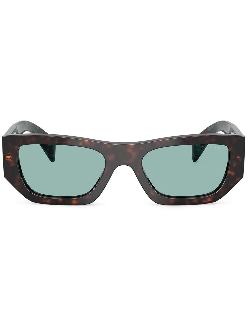 Prada Eyewear 玳瑁纹效果长方形框太阳眼镜 - 褐色
