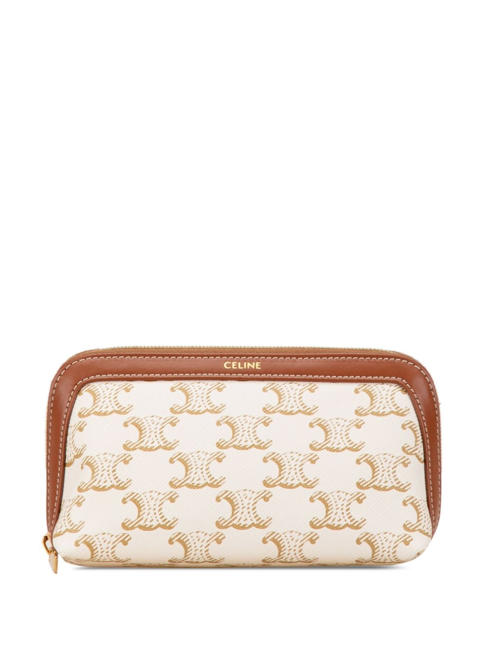 Céline Pre-Owned Triomphe 帆布化妆包（2022年典藏款） - 白色