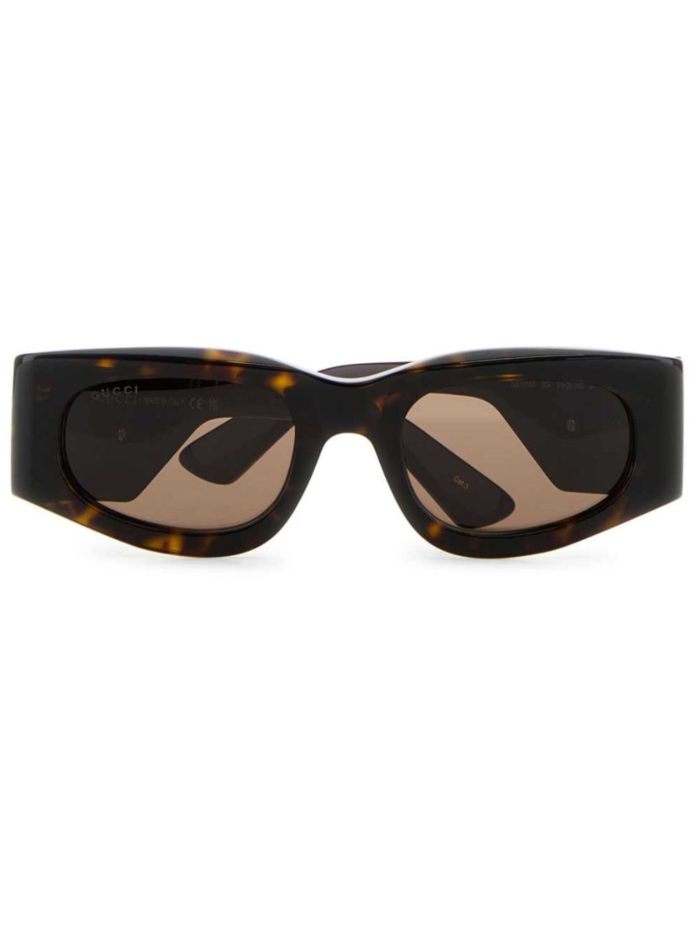 Gucci Eyewear 玳瑁纹效果长方框太阳眼镜 - 褐色