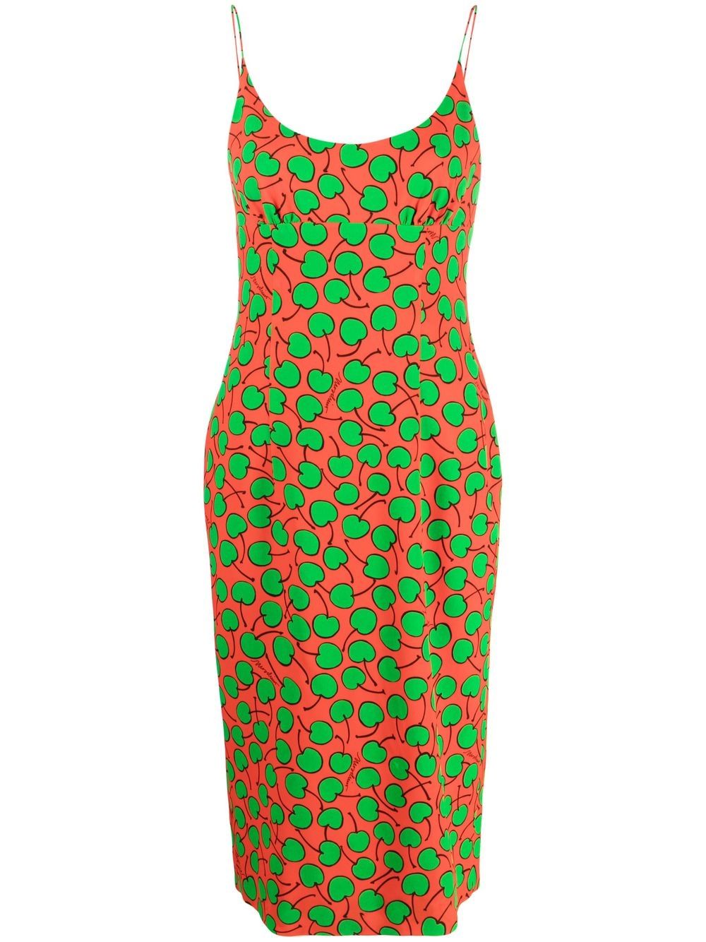 Moschino 苹果印花无袖中长连衣裙 - 红色