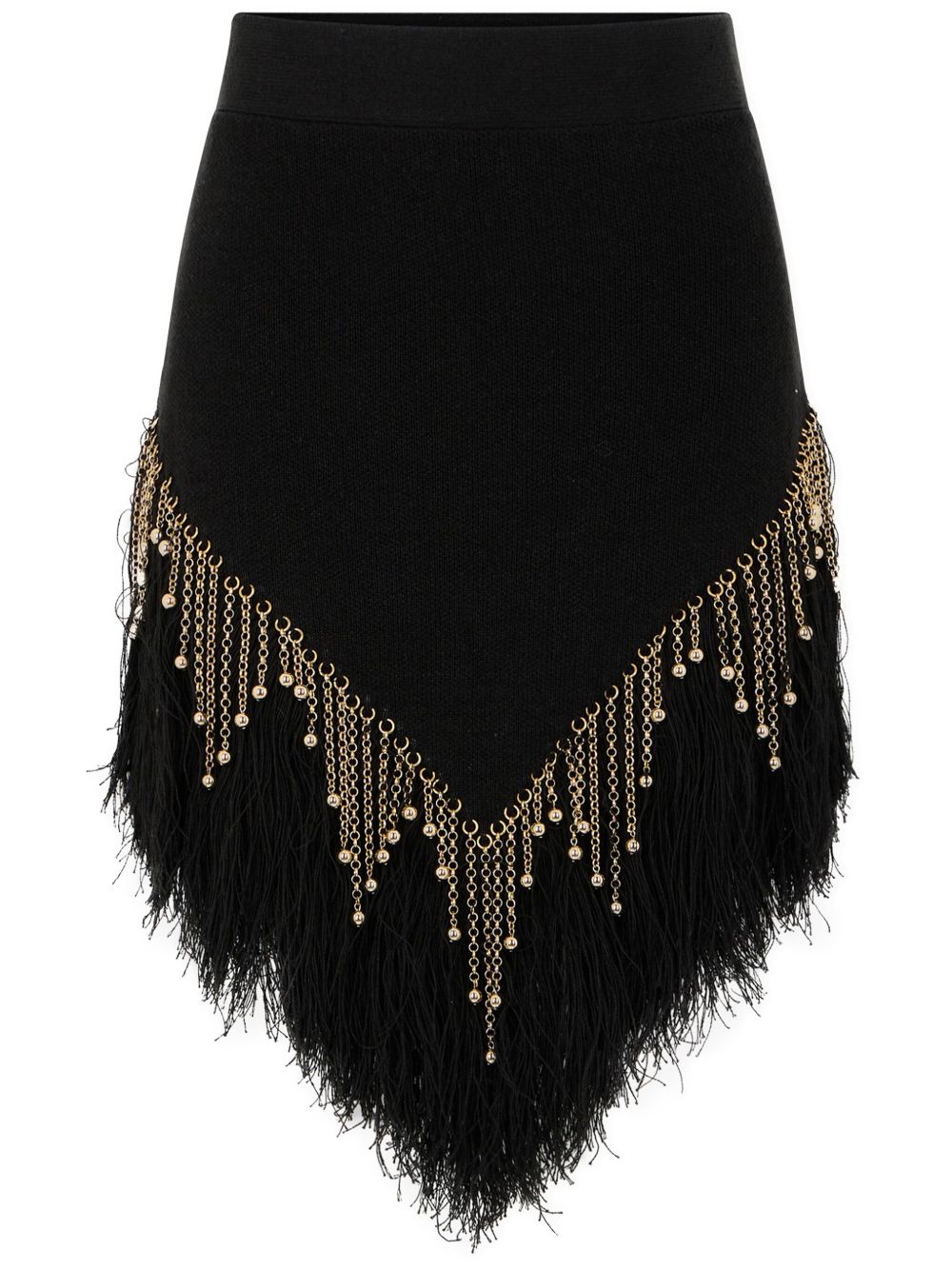 Rabanne bead-embellished linen skirt - 黑色