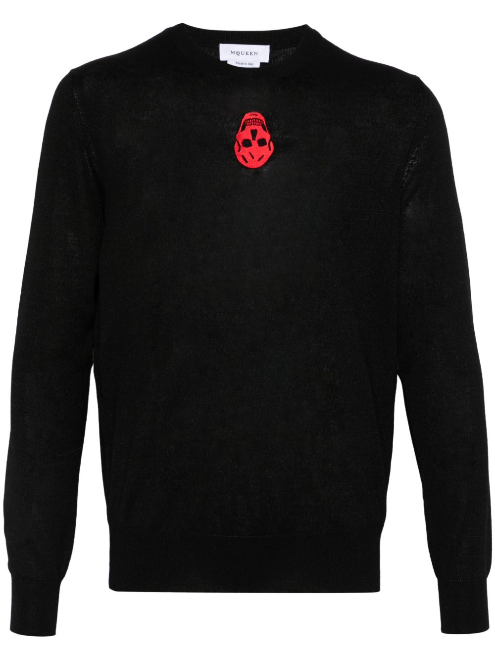 Alexander McQueen 倒置骷髅头刺绣毛衣 - 黑色