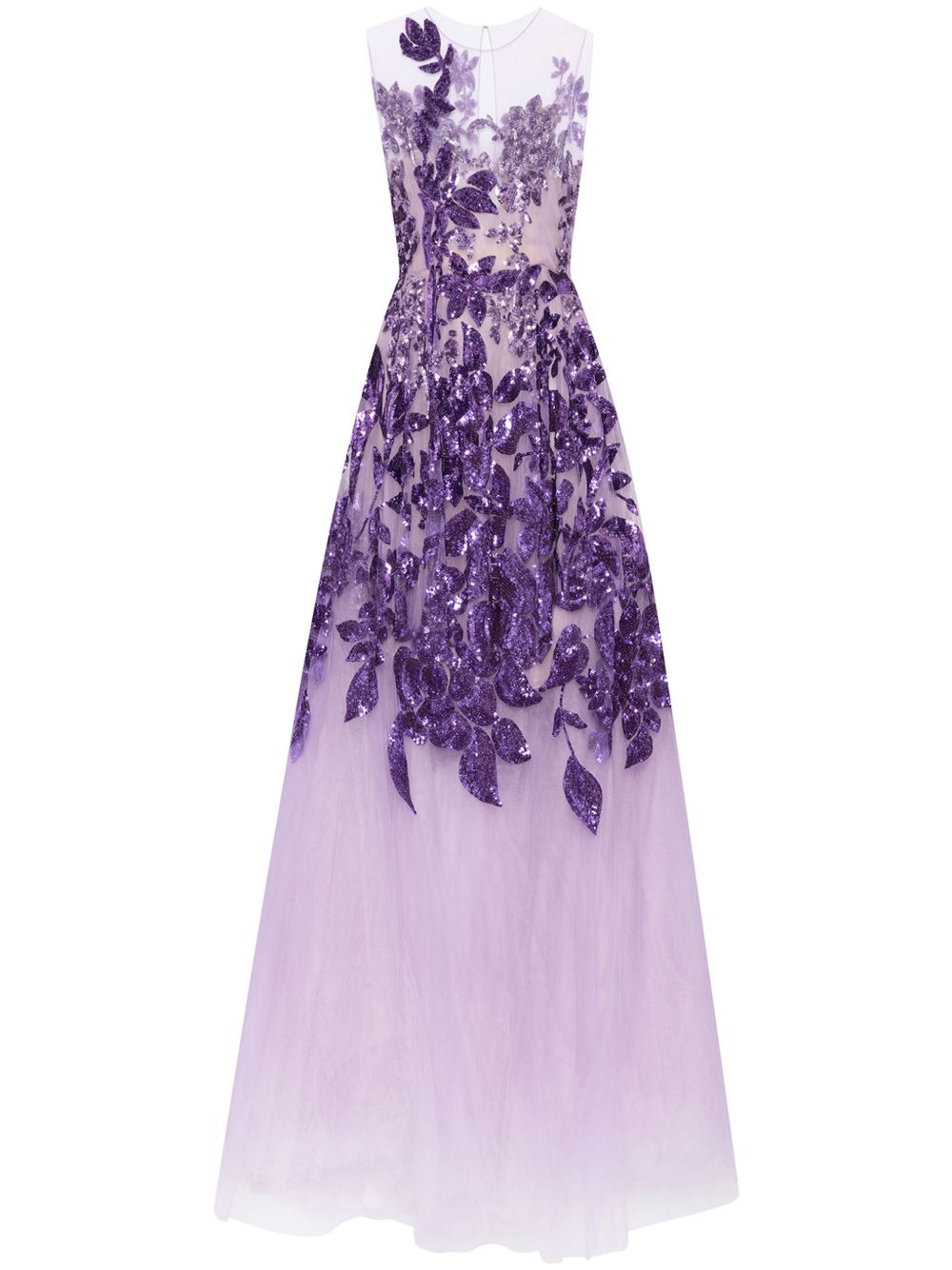 Oscar de la Renta Ombré Peony 亮片礼服 - 紫色