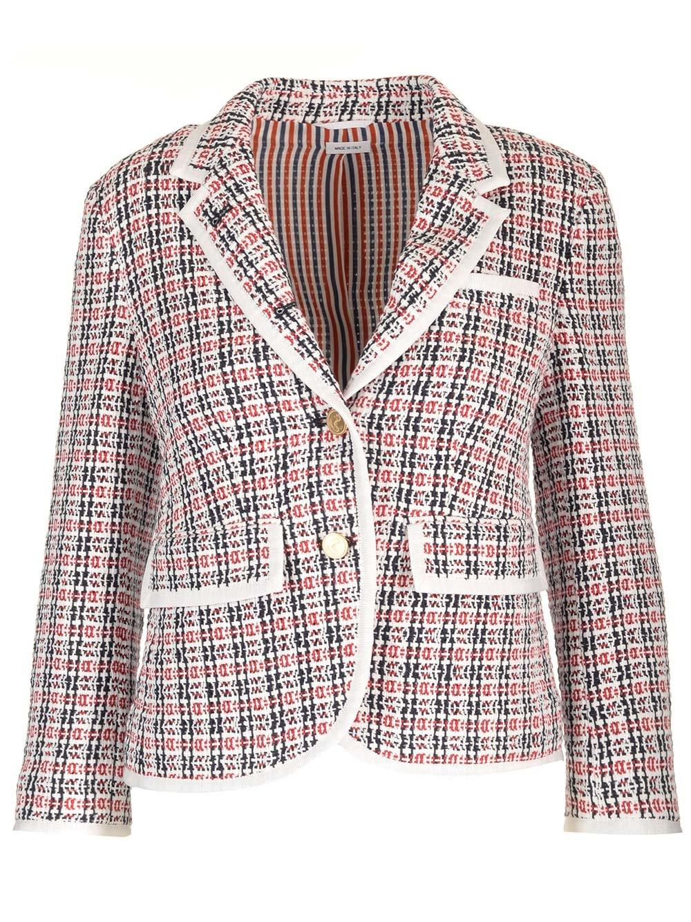 Thom Browne Check-pattern Buttoned Tweed Jacket