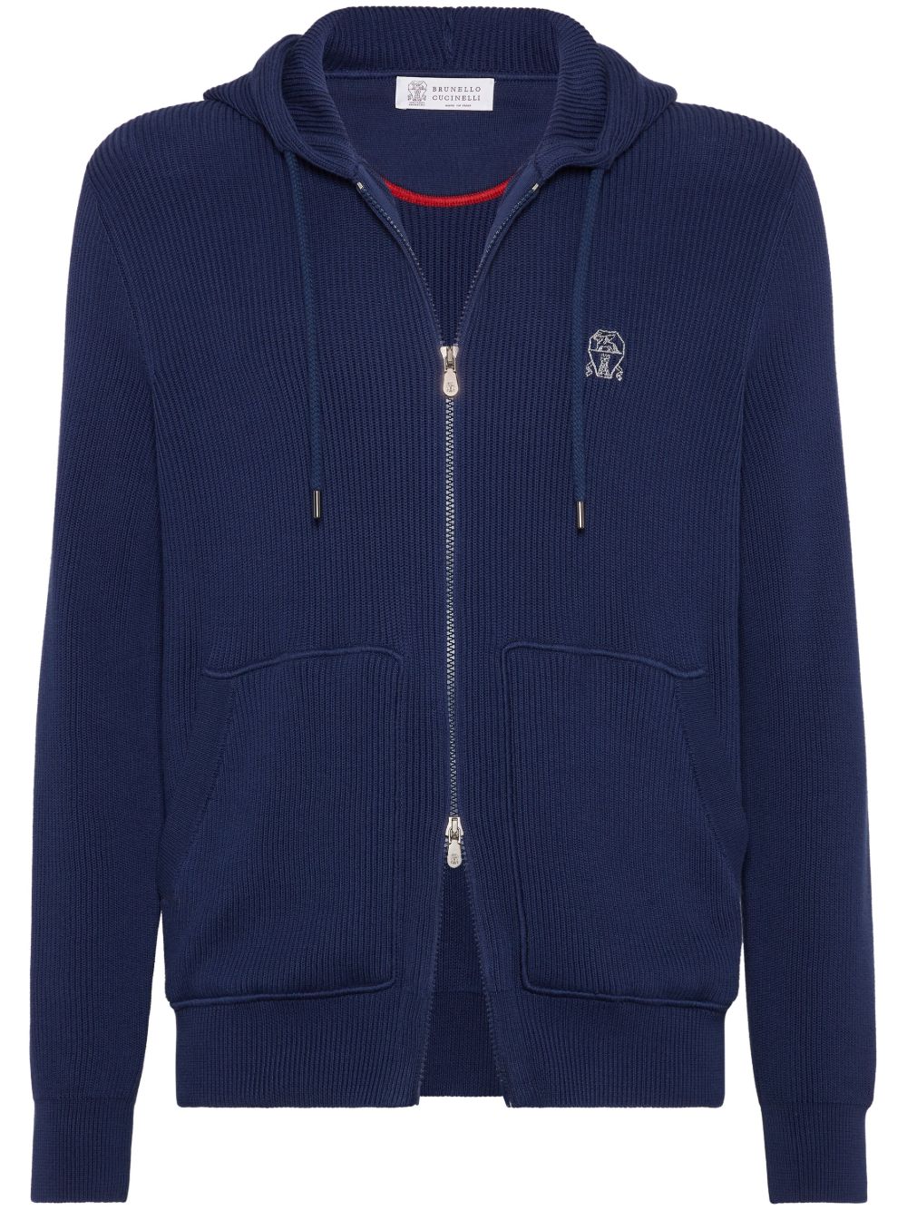 Brunello Cucinelli knitted hoodie - 蓝色