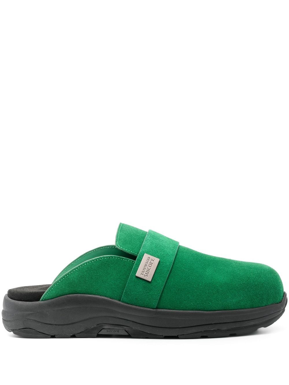 Suicoke 绒面皮皮质拖鞋 - 绿色