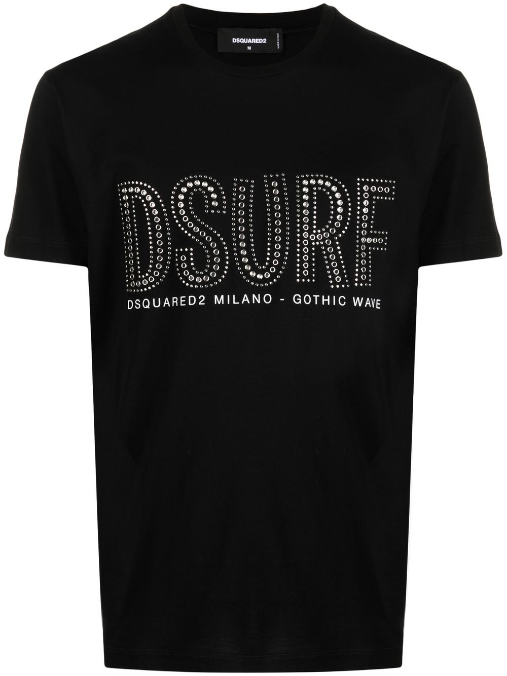 DSQUARED2 logo铆钉短袖T恤 - 黑色