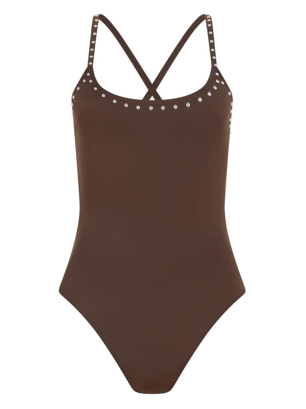 Let's Swim studded swimsuit - 褐色