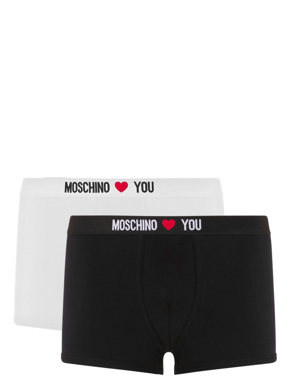 Moschino logo腰边四角裤（两件装） - 黑色
