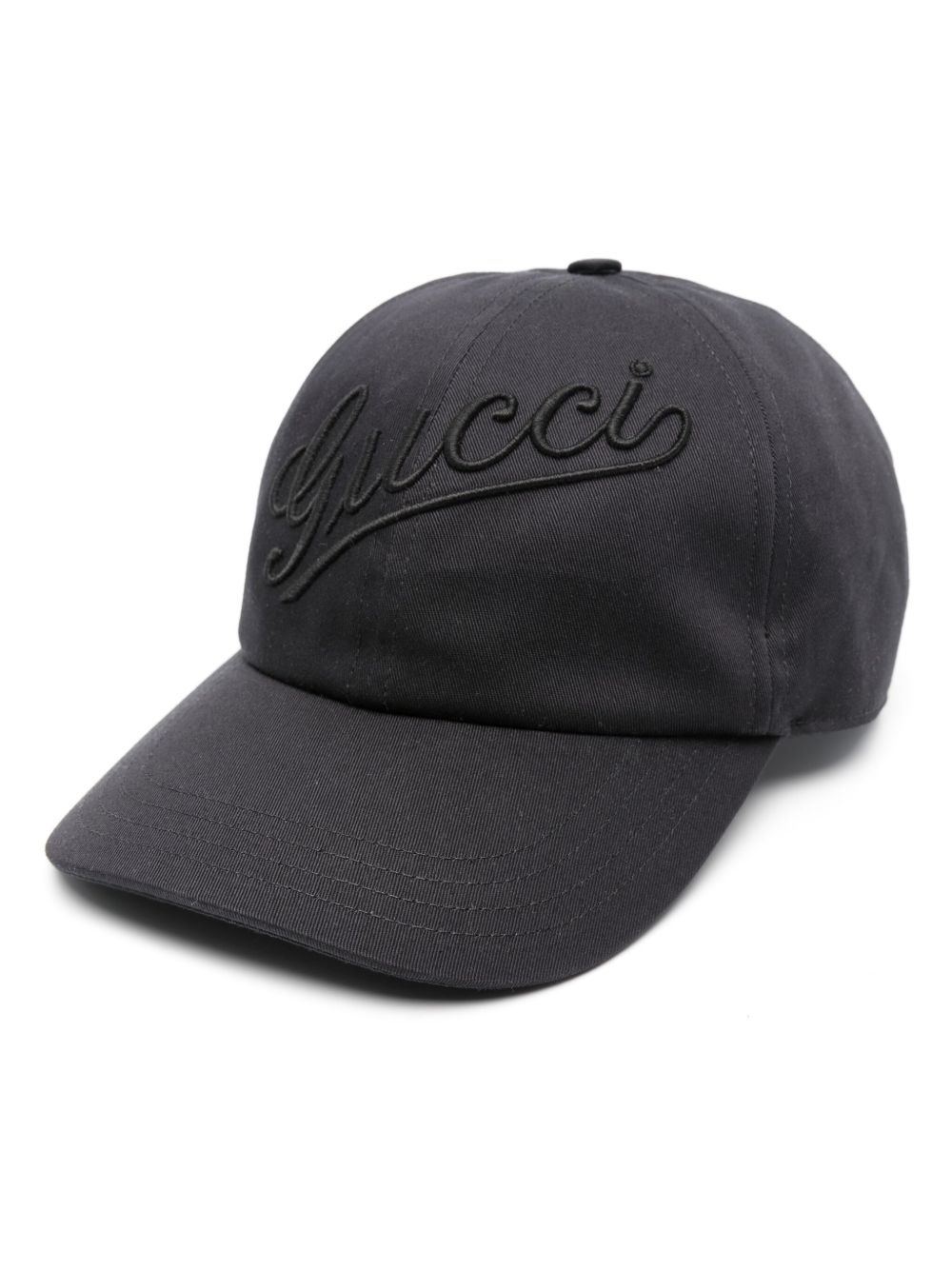 Gucci logo刺绣棉棒球帽 - 黑色