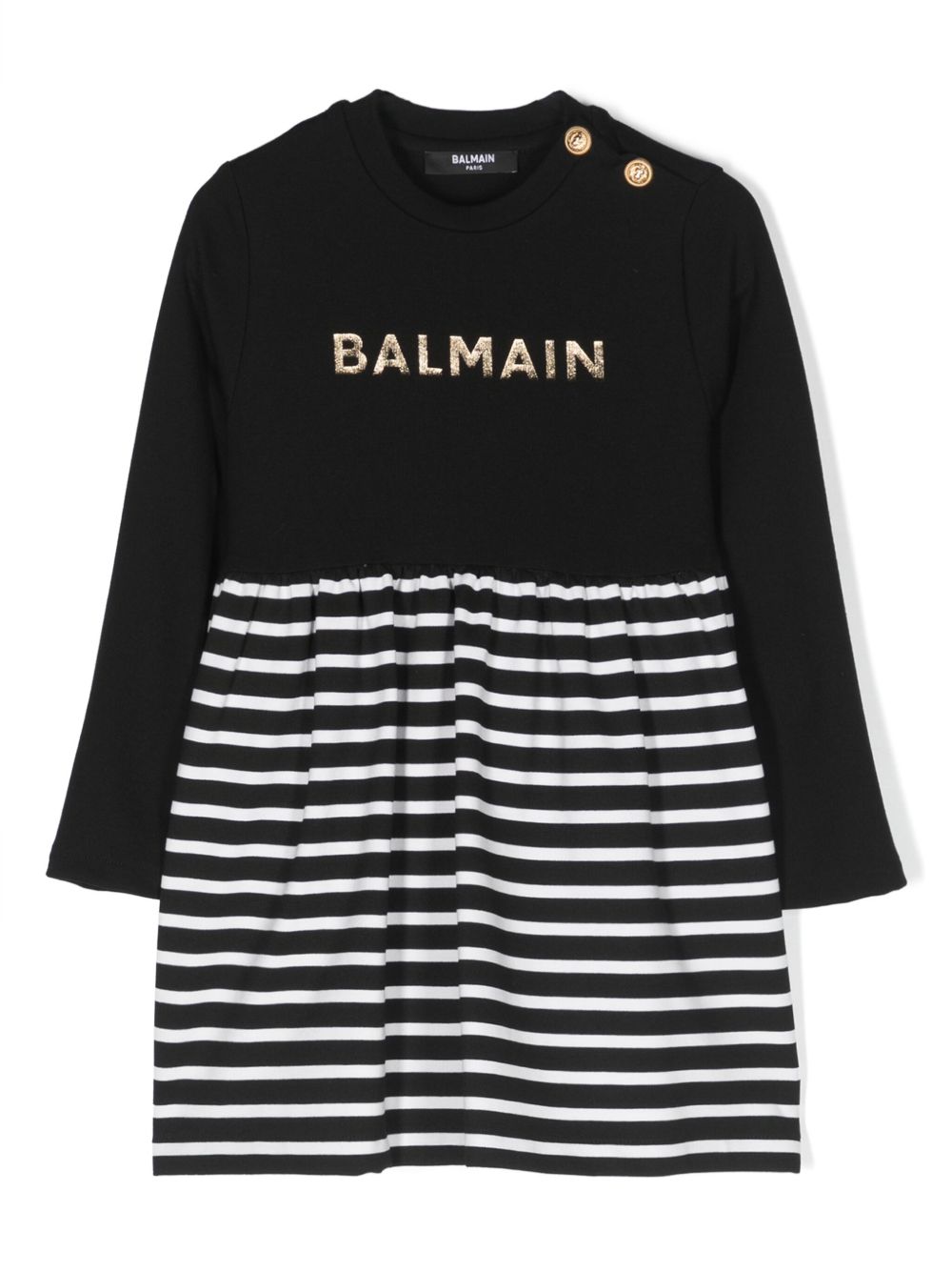 Balmain Kids logo长袖连衣裙 - 黑色