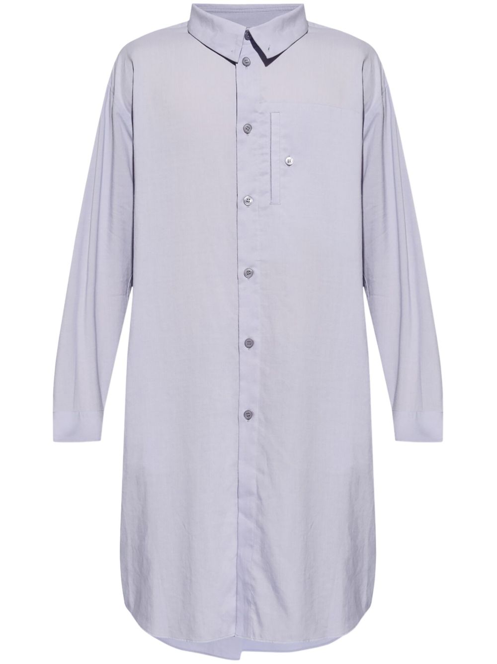 Homme Plissé Issey Miyake PL Ramie 折叠育克长款衬衫 - 紫色