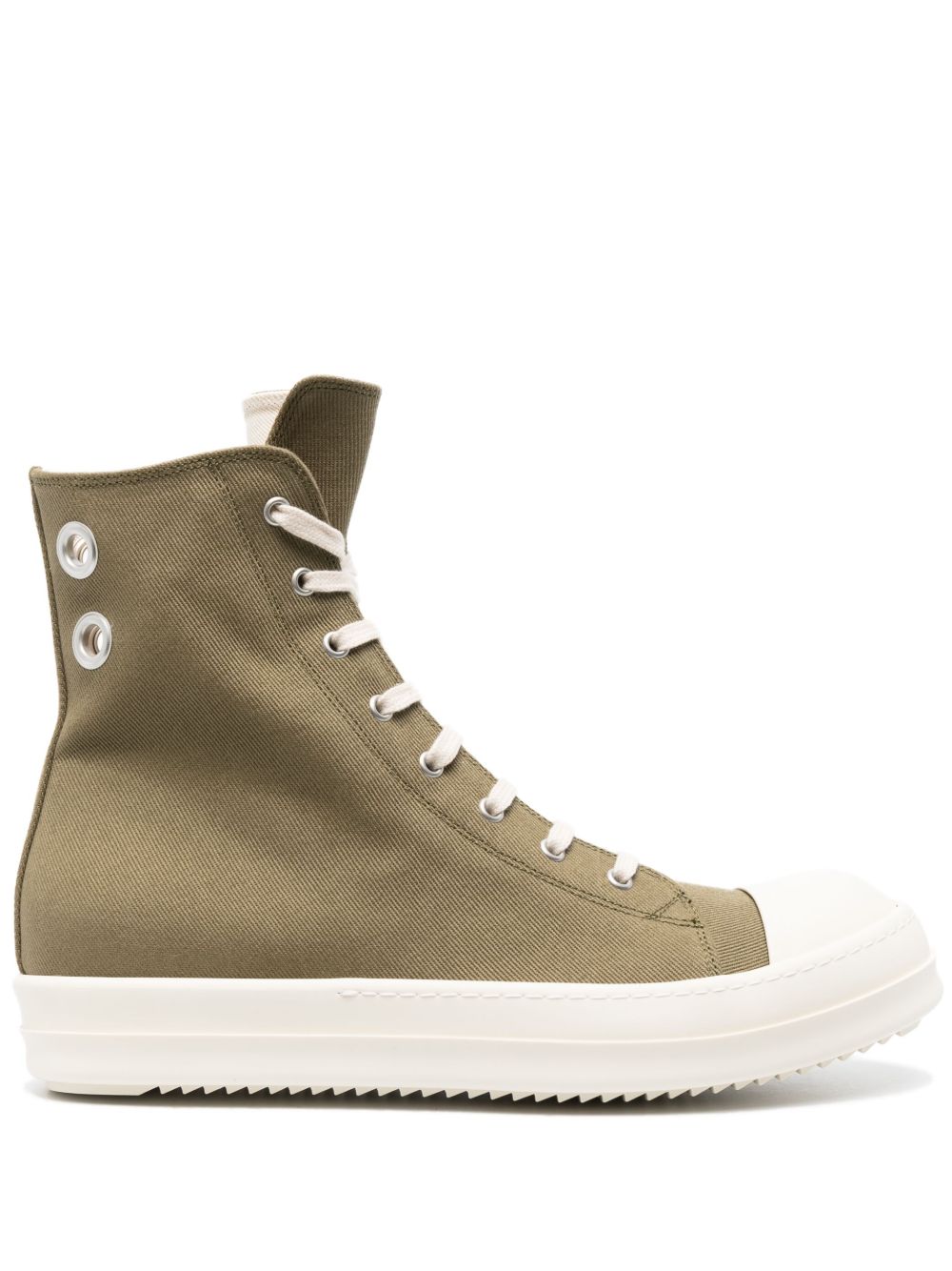 Rick Owens DRKSHDW 孔眼细节帆布高帮运动鞋 - 绿色
