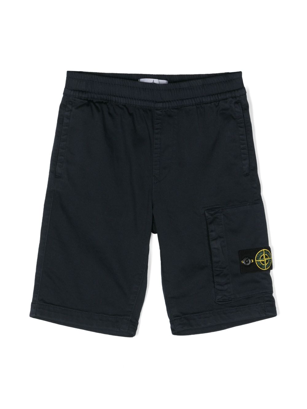 Stone Island Junior 罗盘徽章华达呢短裤 - 蓝色