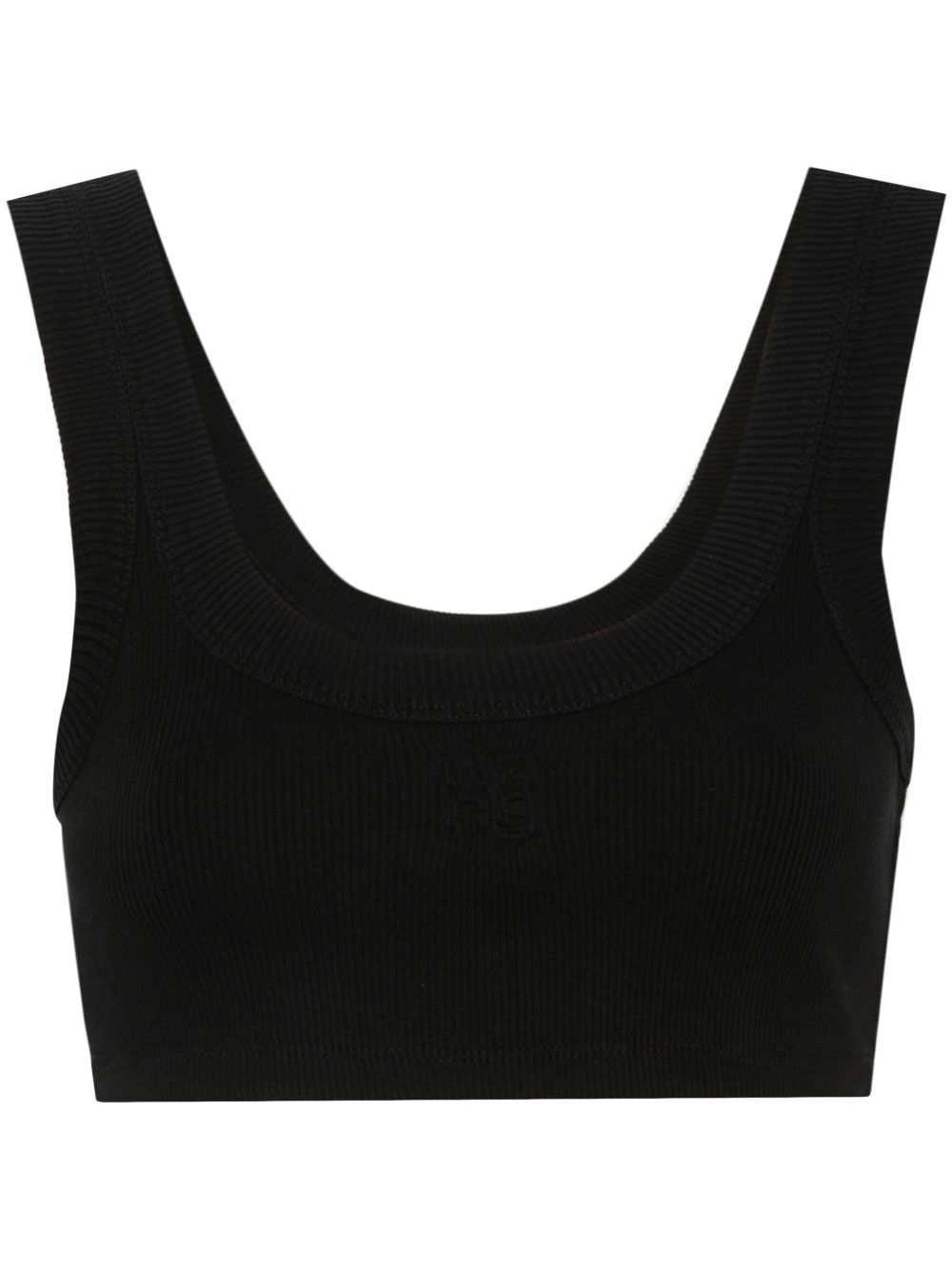 Alexander Wang 刺绣logo短款坦克背心 - 黑色