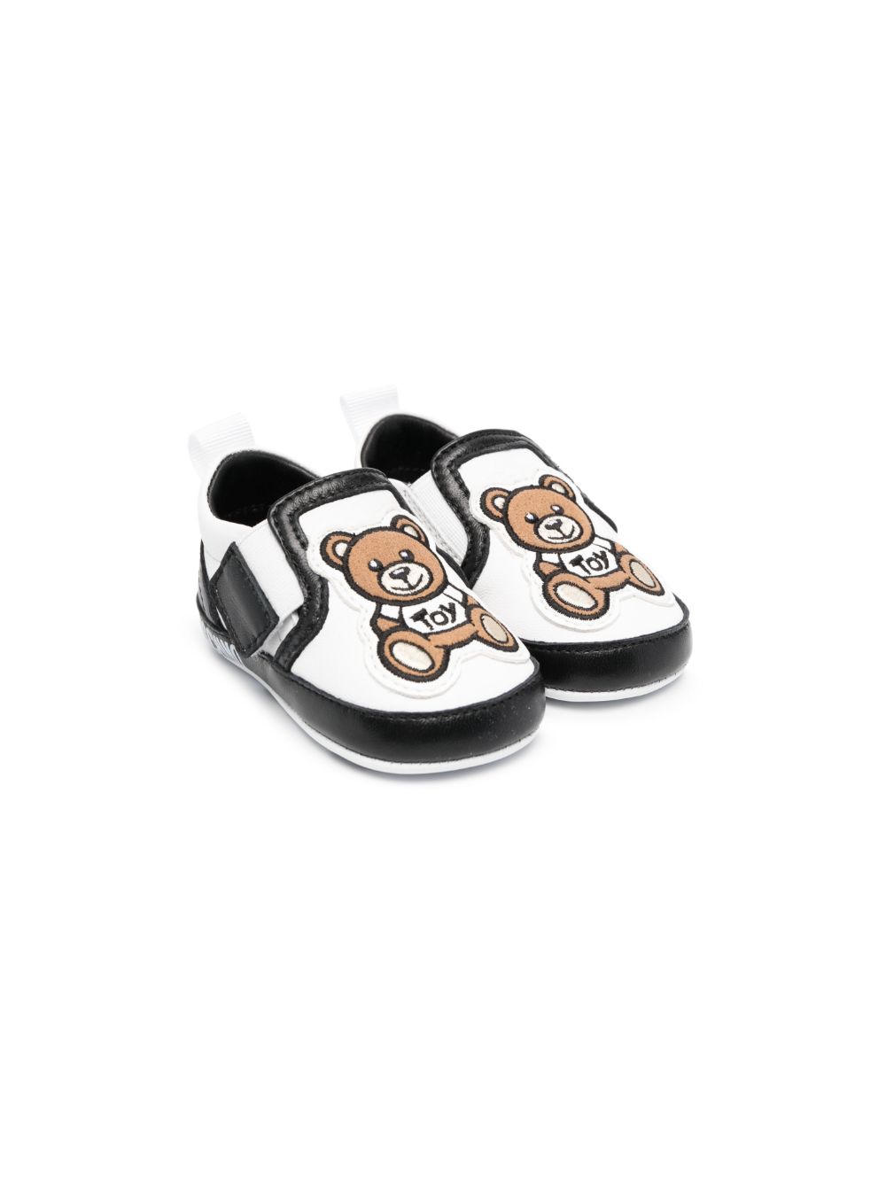 Moschino Kids Teddy Bear 魔术贴皮质运动鞋 - 白色