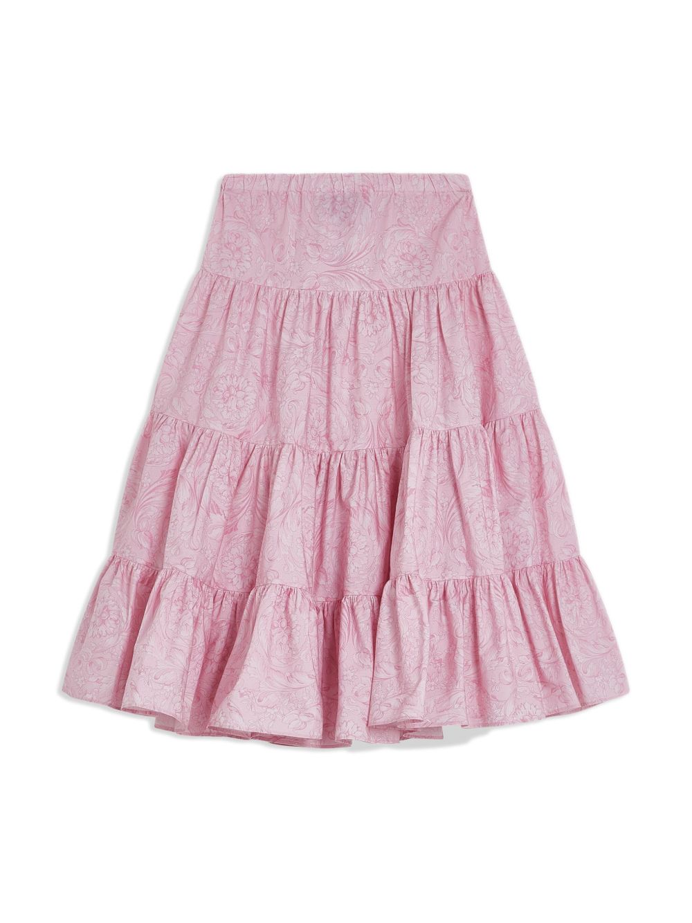 Versace Kids Barocco 印花叠层半身裙 - 粉色
