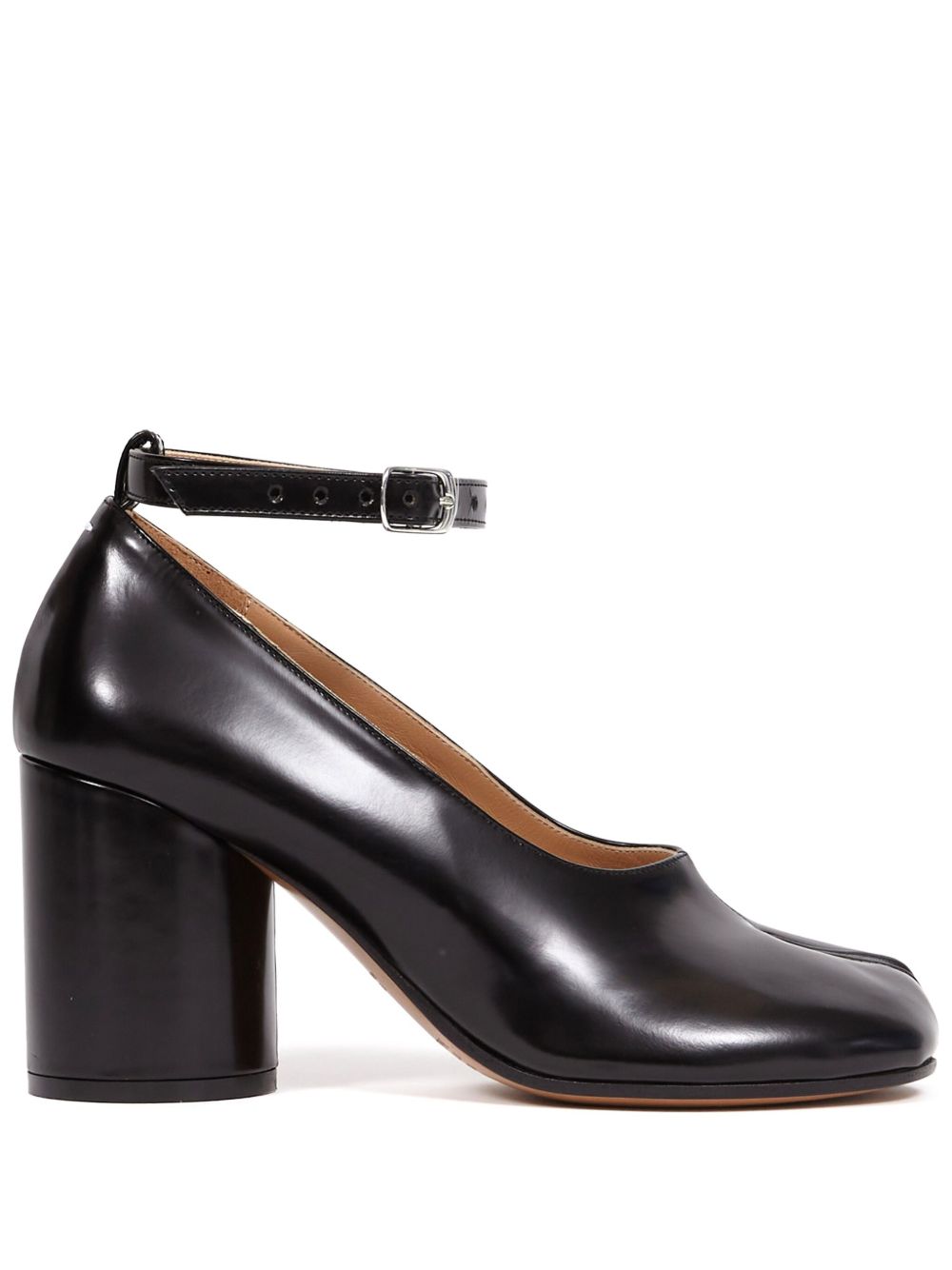 Maison Margiela Tabi 皮质玛丽珍低跟鞋 - 黑色