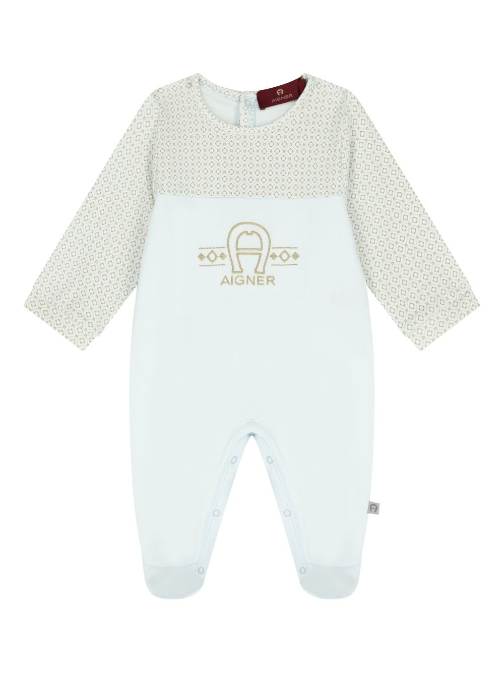 Aigner Kids logo刺绣连体衣 - 蓝色