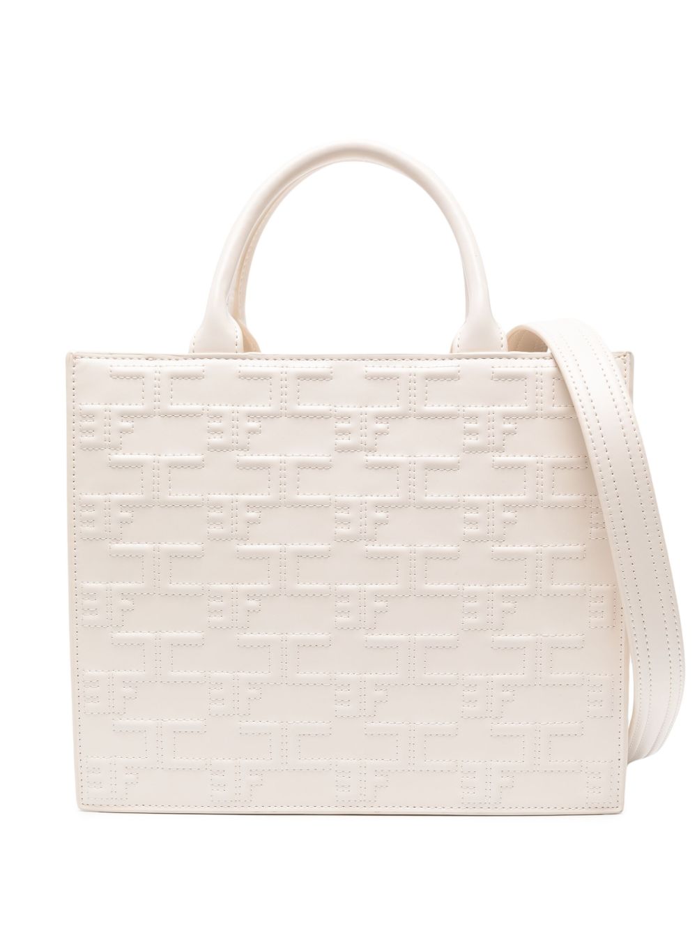 Elisabetta Franchi 经典logo压纹手提包 - 白色