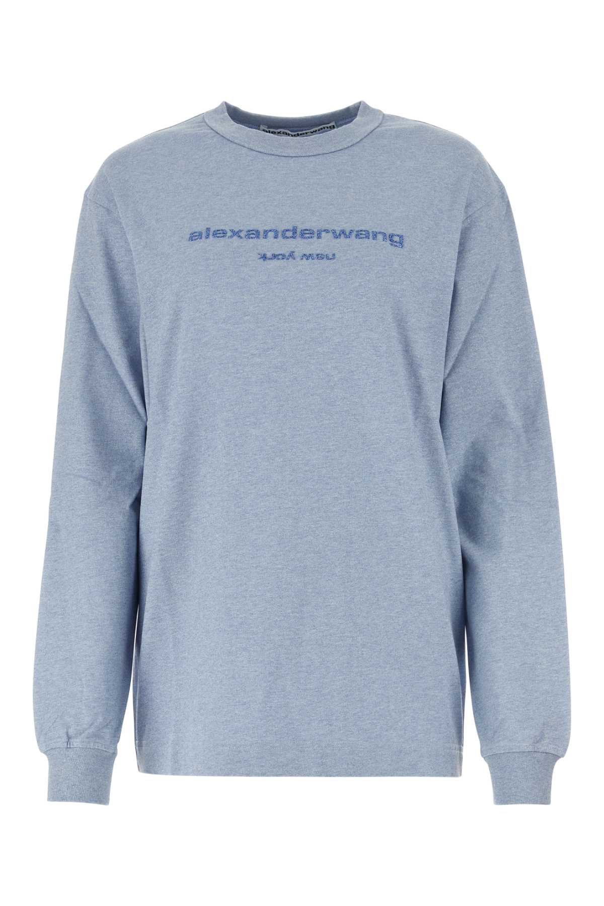 Alexander Wang Melange浅蓝色棉质特大号T恤