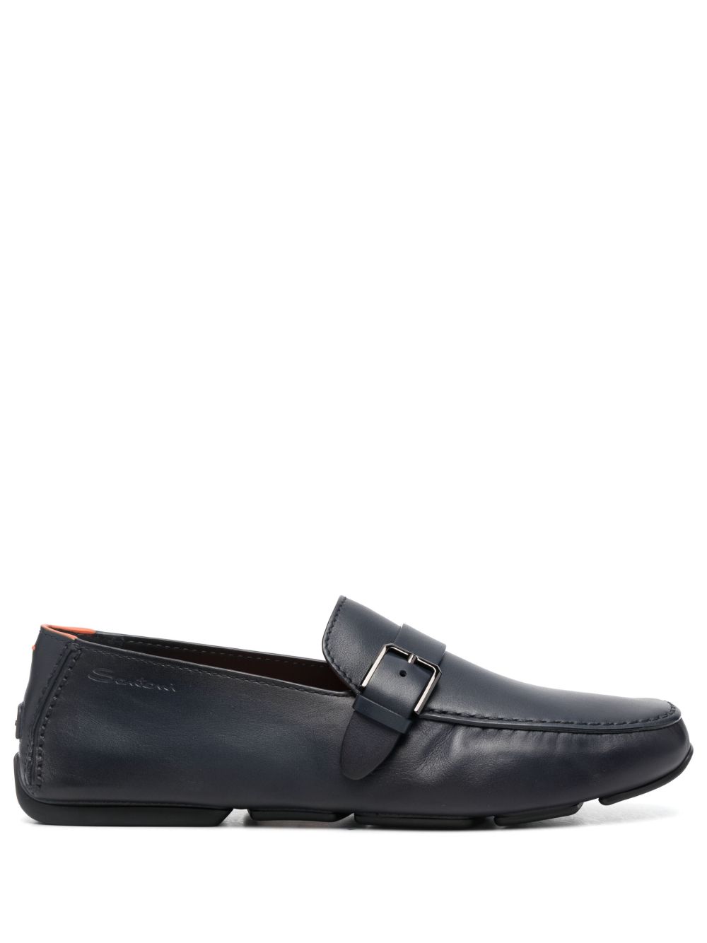 Santoni 扣环皮质孟克鞋 - 蓝色